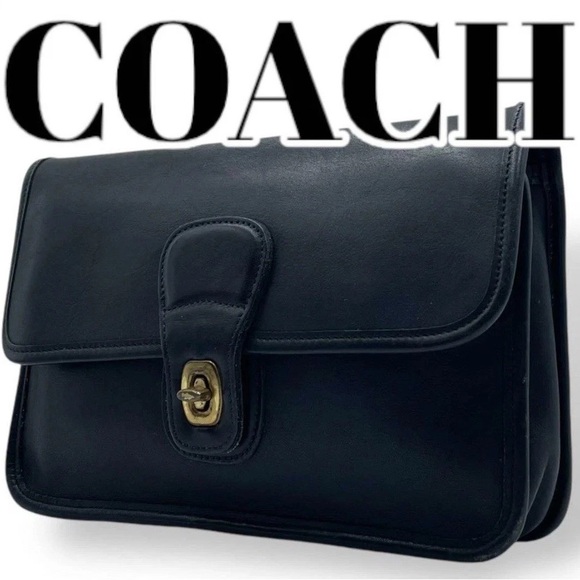 Vintage Coach 9832 Clutch Bag Black Leather Authentic with Strap /Hang Tag USA - Picture 1 of 16